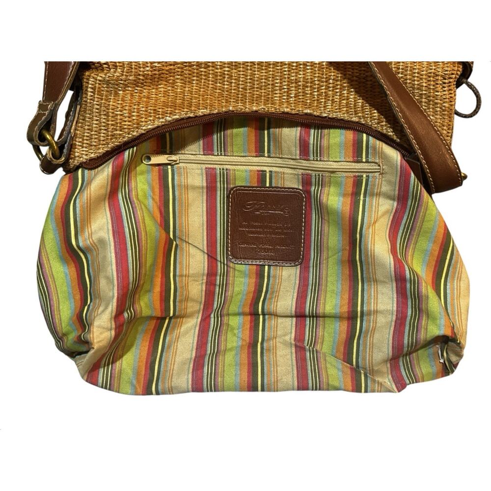Fossil Purse Thatch Weave & Leather Shoulder Bag Brown Brass Accents - Picture 12 of 16